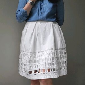 Club Monaco Art Deco Cutout A-Line Skirt Off White